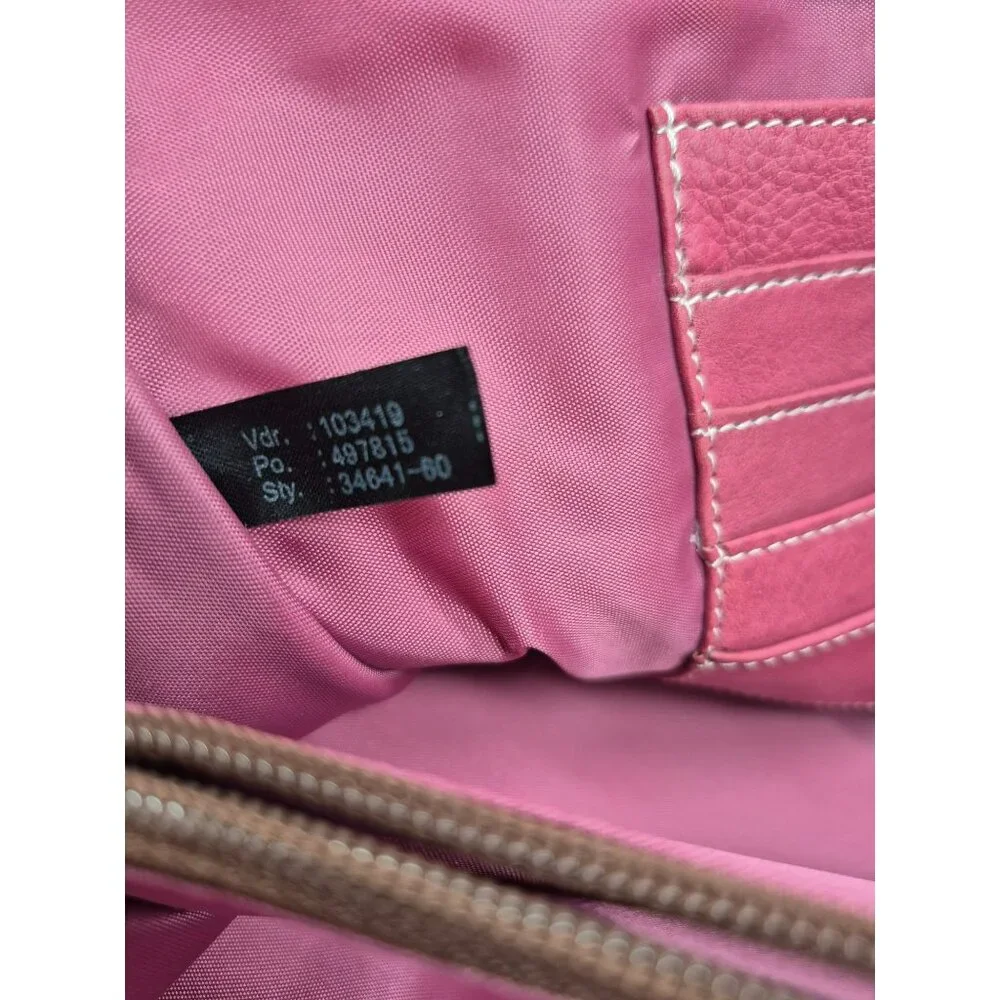 Wilsons Leather Pelke Studio Laptop Tote Bag Pink & Brown Shoulder Straps Work